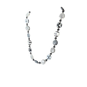 Women's Kazuri Fairtrade Black White Beaded Statement Necklace